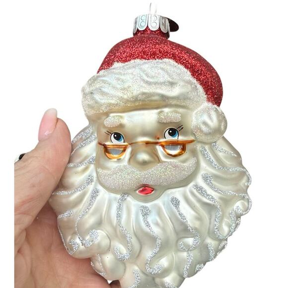Christopher Radko Celebrations Blown Glass Santa Face Christmas Ornament - Picture 1 of 3